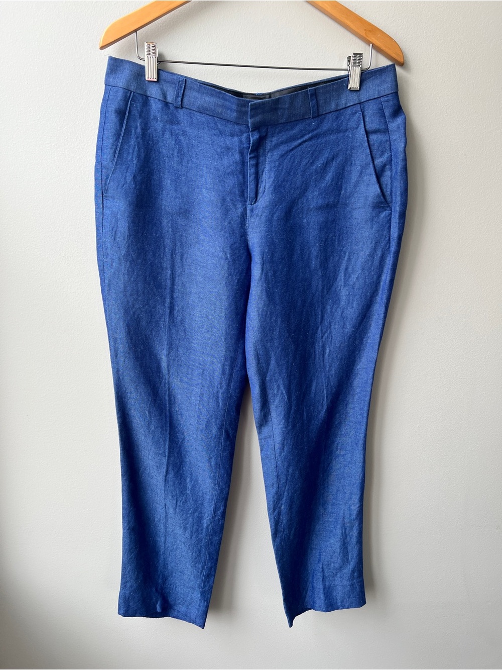 Banana Republic Pants Womens 8  Blue Avery Chambray Linen Straight Ankle Length